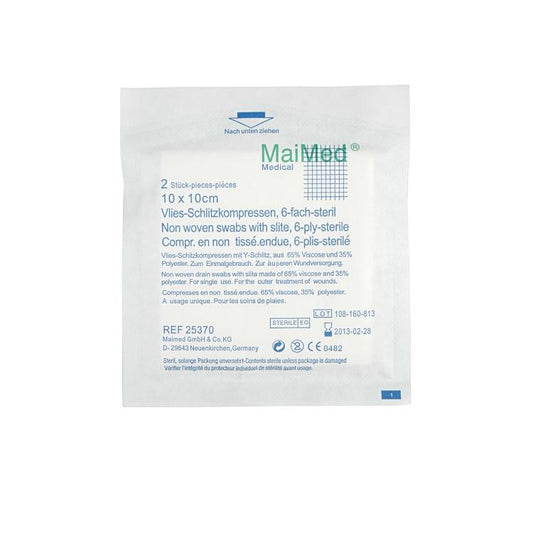 Basicmed Schlitzkompr. Vlies 10x10 cm