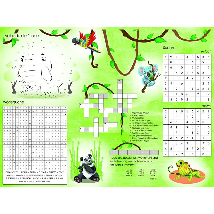 Basicmed Tischsets Dschungel-Rätsel-Set