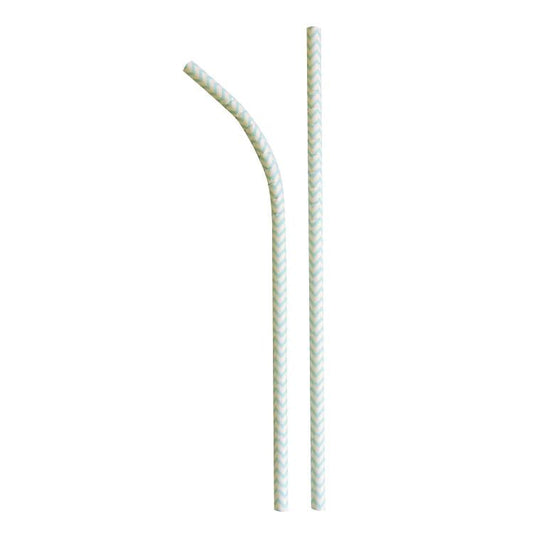 Basicmed Papiertrinkhalm türkis/weiss